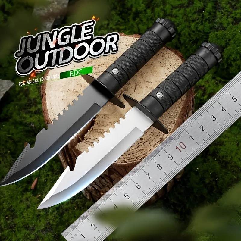 Jungle Outdoor hunting and camping knife with a serrated edge and durable grip for outdoor adventures