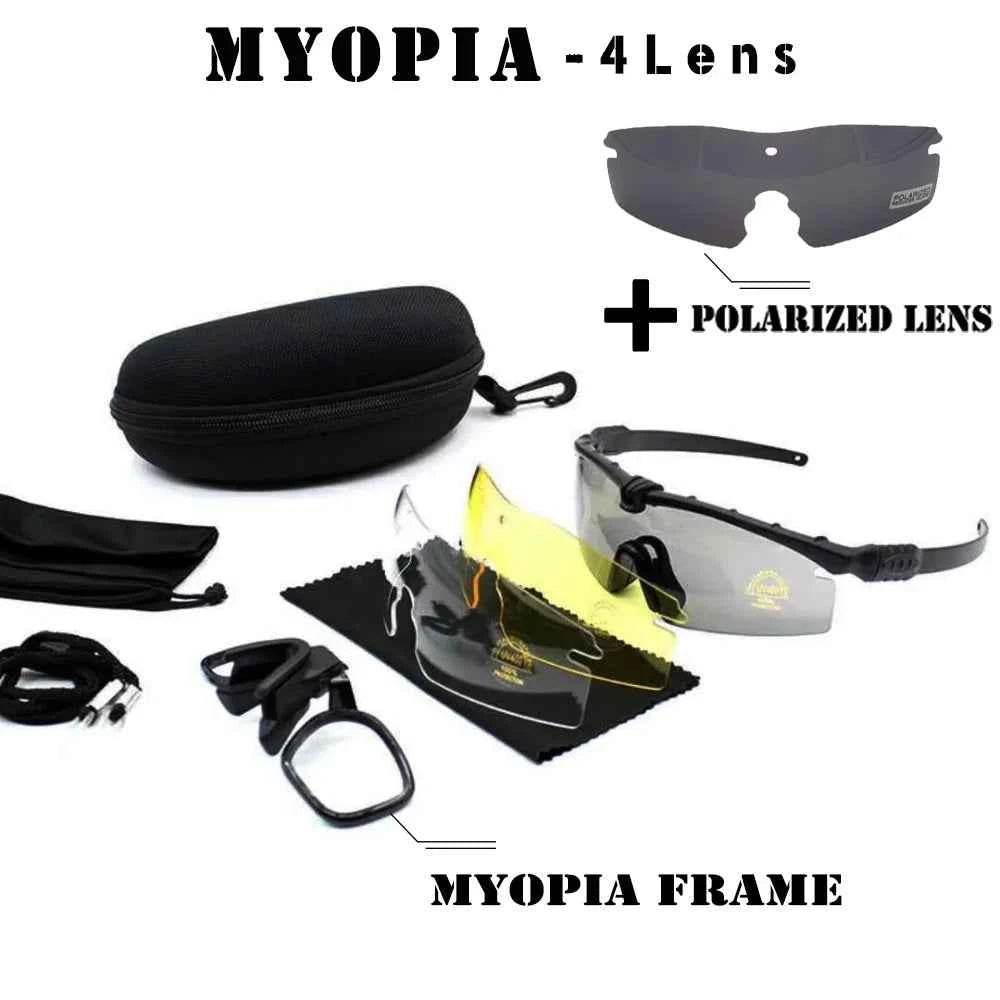 MYOPIA 4-Lens Military Shooting Glasses with polarized and interchangeable lenses for outdoor activities
