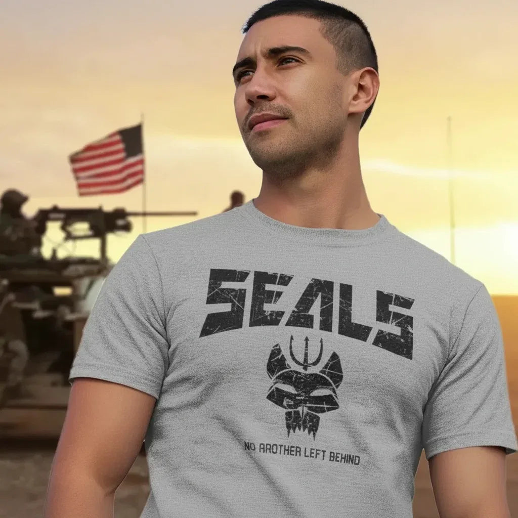 Naval Seals T-Shirt in gray with bold graphics for military enthusiasts