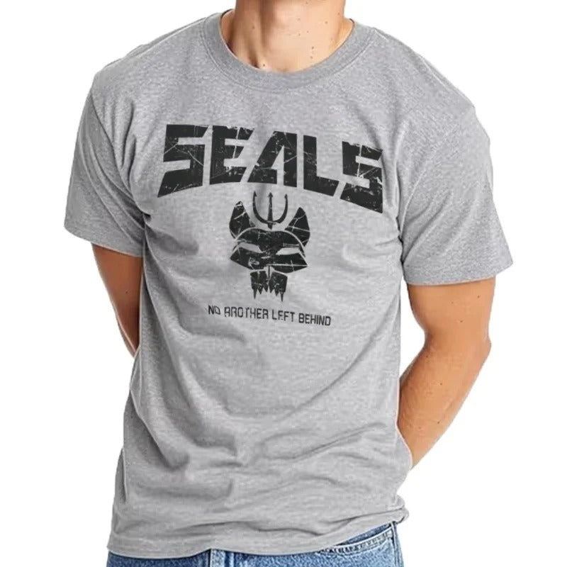 Gray Naval Seals T-Shirt featuring bold graphic and motto