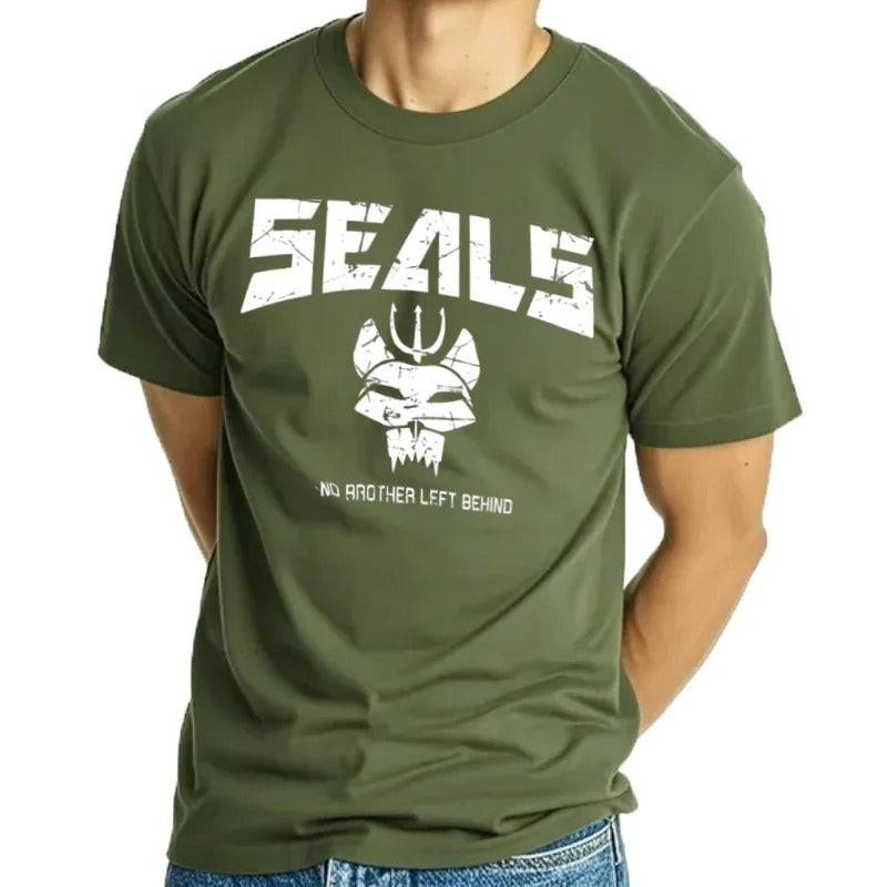 Naval Seals T-Shirt in Olive Green with Unique Graphic Design