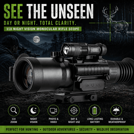 11x Night Vision Monocular for Hunting with Long-Lasting Battery and Weatherproof Design
