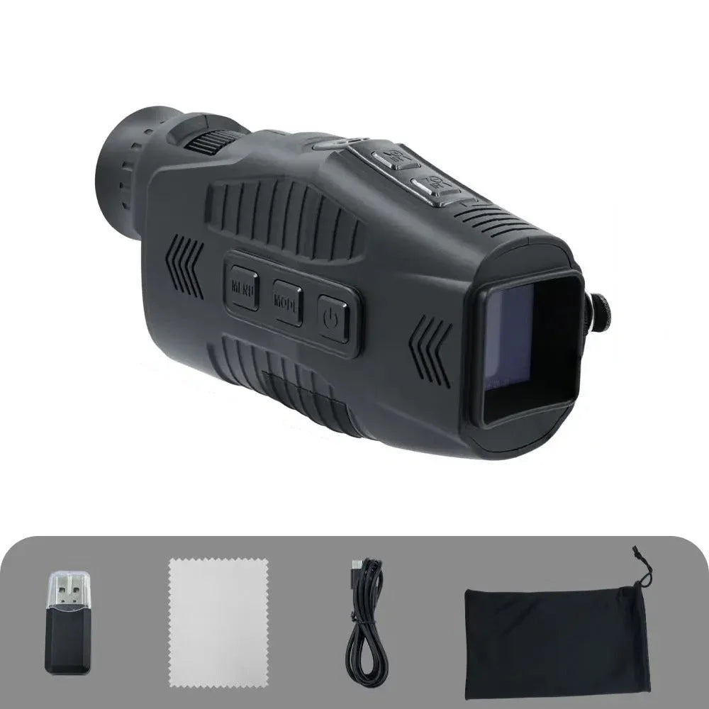 Black night vision monocular for low-light observation with infrared capabilities