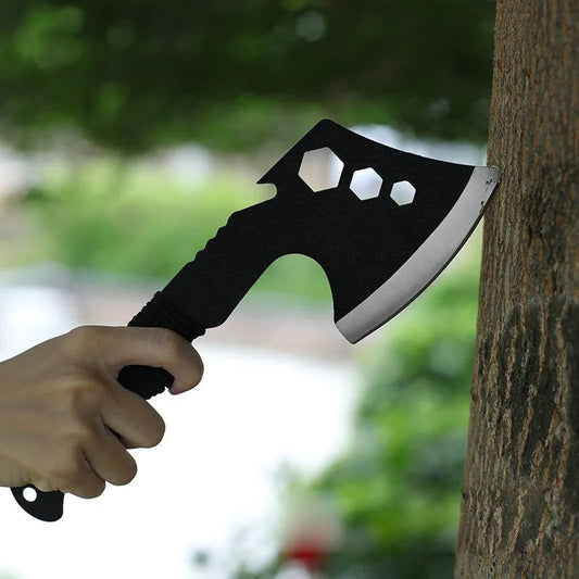 Outdoor axe with a fiber handle, designed for durability and grip during outdoor activities