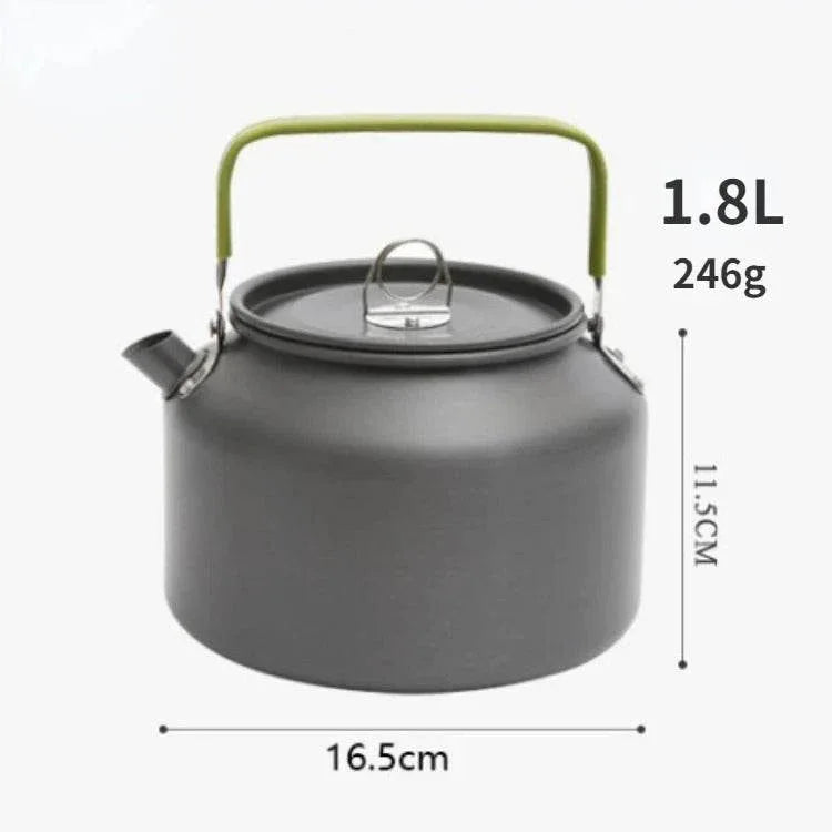 Lightweight 1.8L outdoor camping kettle for efficient boiling