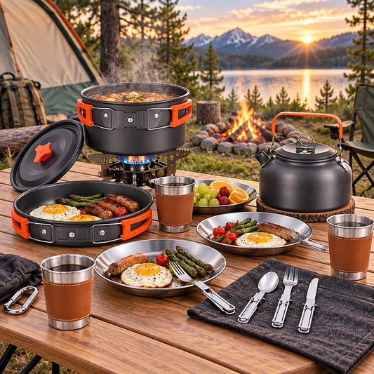 Military Outdoors Outdoor Cooking Set with Durable Cookware for Camping