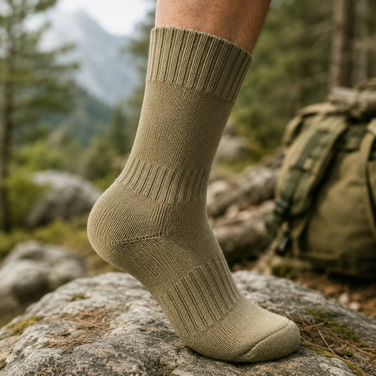 Army green outdoor crew socks for comfort during outdoor activities