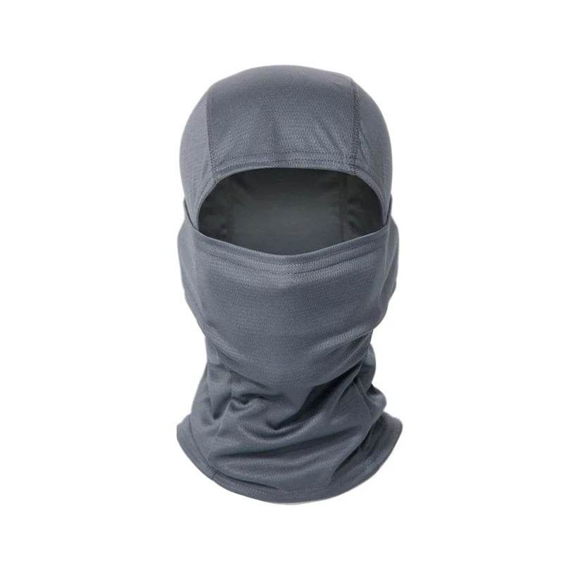 Gray outdoor face mask designed for protection during outdoor activities