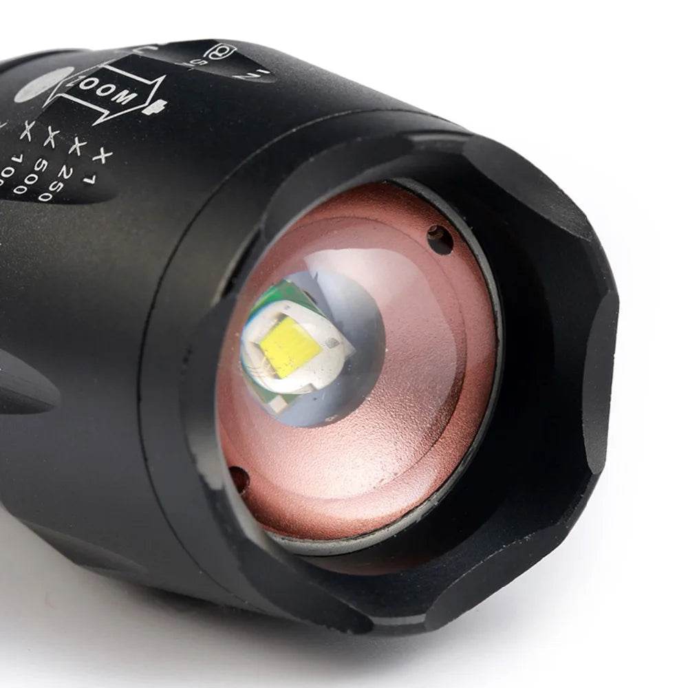 Outdoor flashlight in black with high brightness and durable design