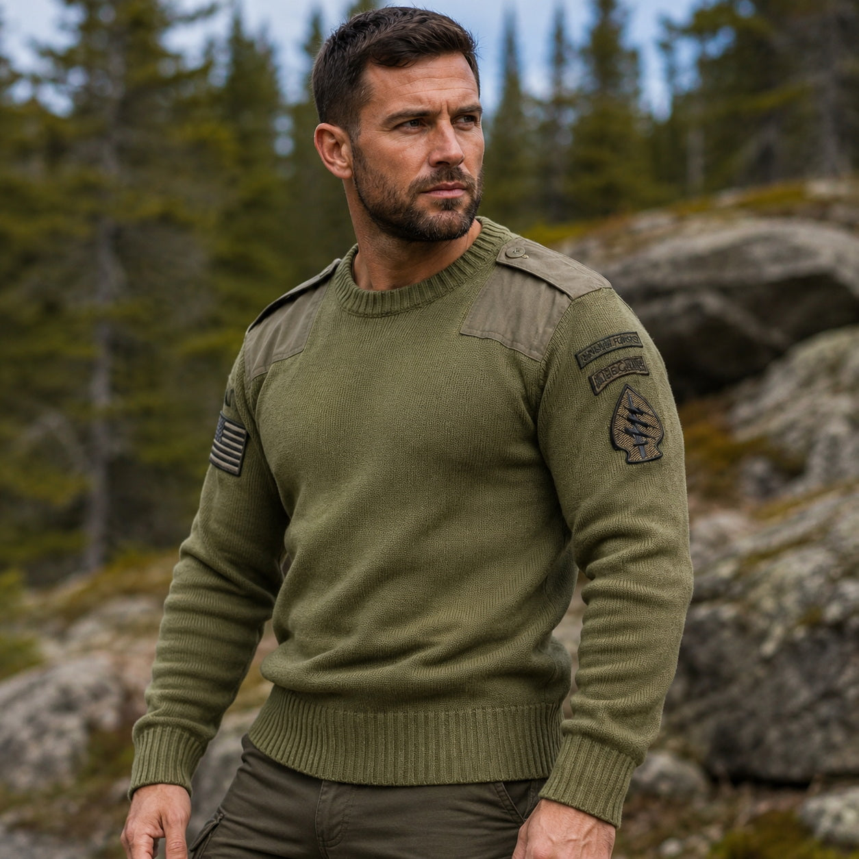 Outdoor Fleece Sweater in Olive Green for Cold Weather Activities
