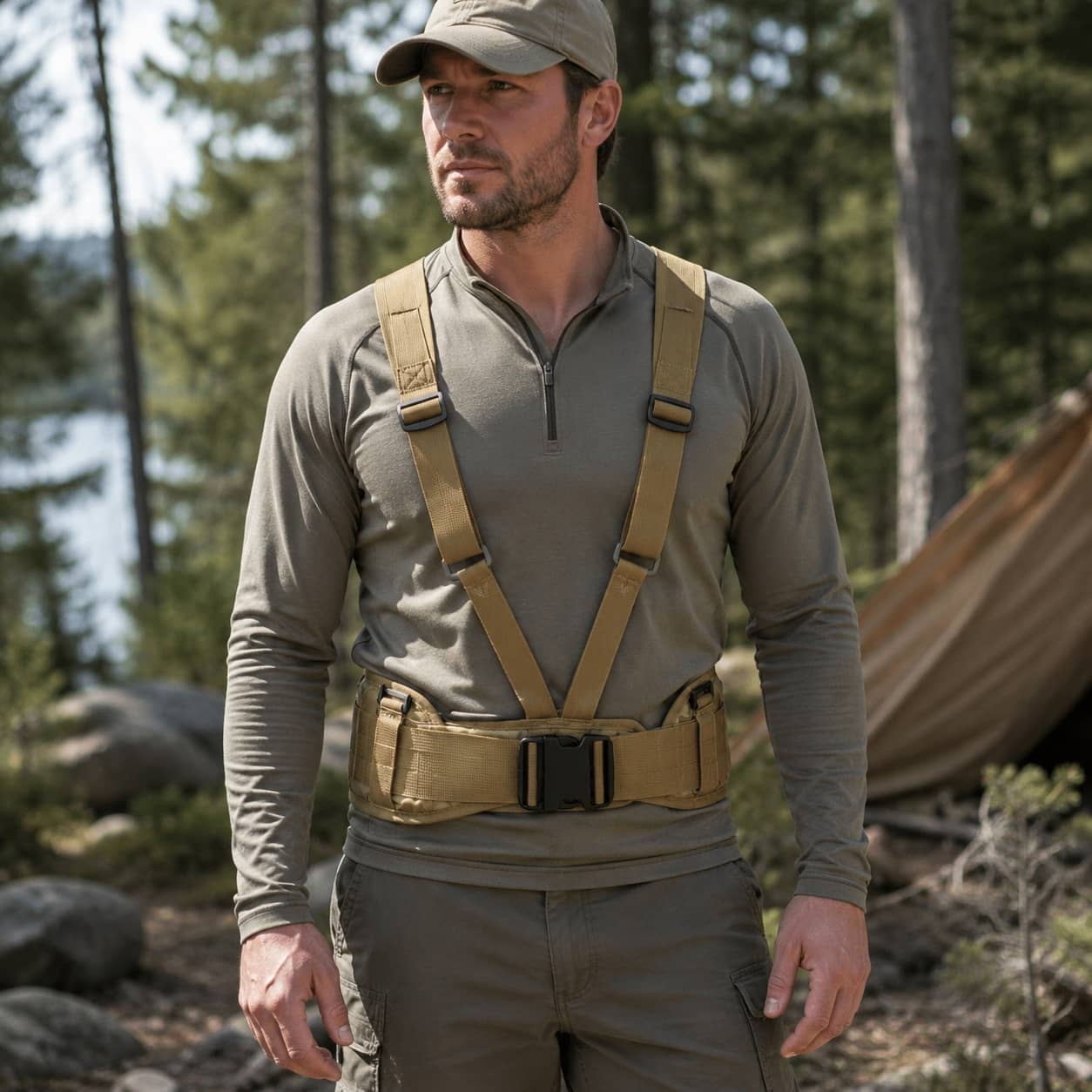 Military-Outdoors Tactical Belt in Khaki for outdoor gear belt enthusiasts