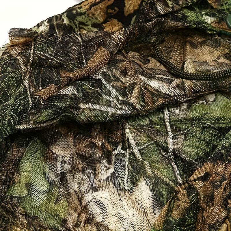 Close-up of outdoor leaf mantle featuring detailed camouflage patterns for outdoor activities