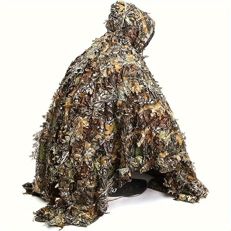 Camouflage suit made of foliage designed as a outdoor leaf mantle for outdoor hunters