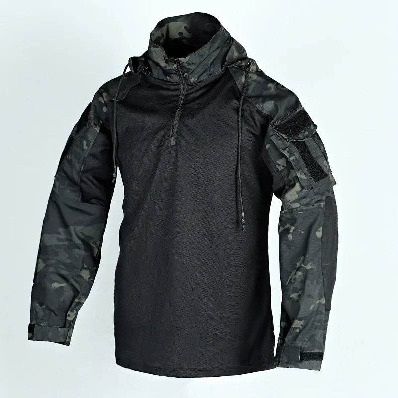 Military-Outdoors Long Sleeve Shirt in Black for Outdoor Activities