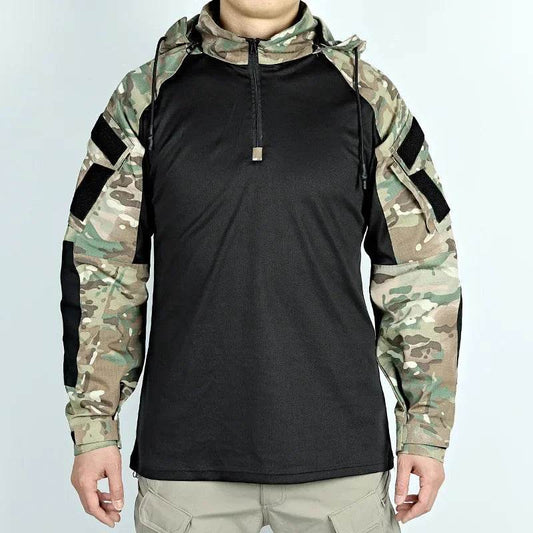 Long Sleeve Shirt in Black and Camouflage for outdoor activities
