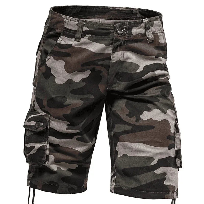 Camo green outdoor military shorts with multiple pockets for durability and utility in outdoor activities