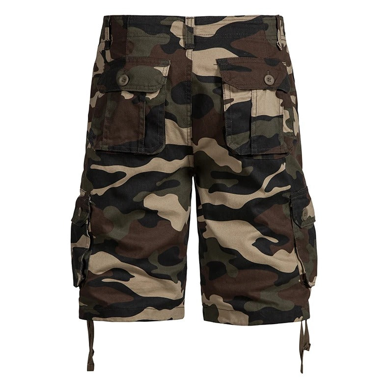 Camo outdoor military shorts with multiple pockets for durability and utility in outdoor activities