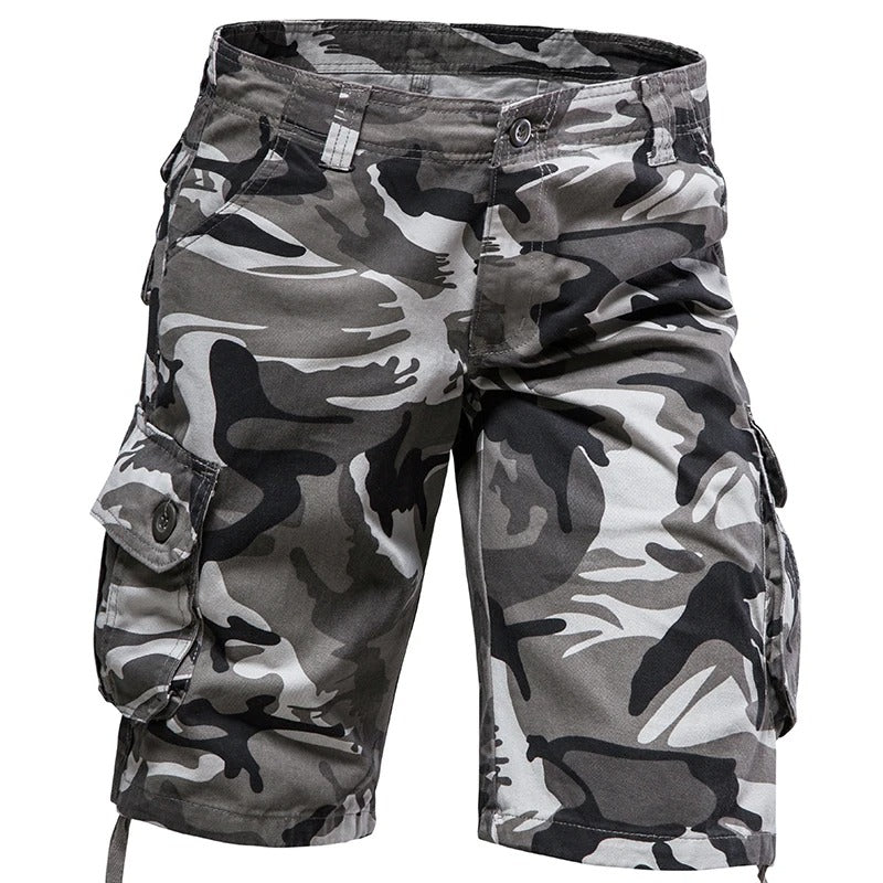 Camouflage outdoor military shorts with cargo pockets for versatile outdoor activities