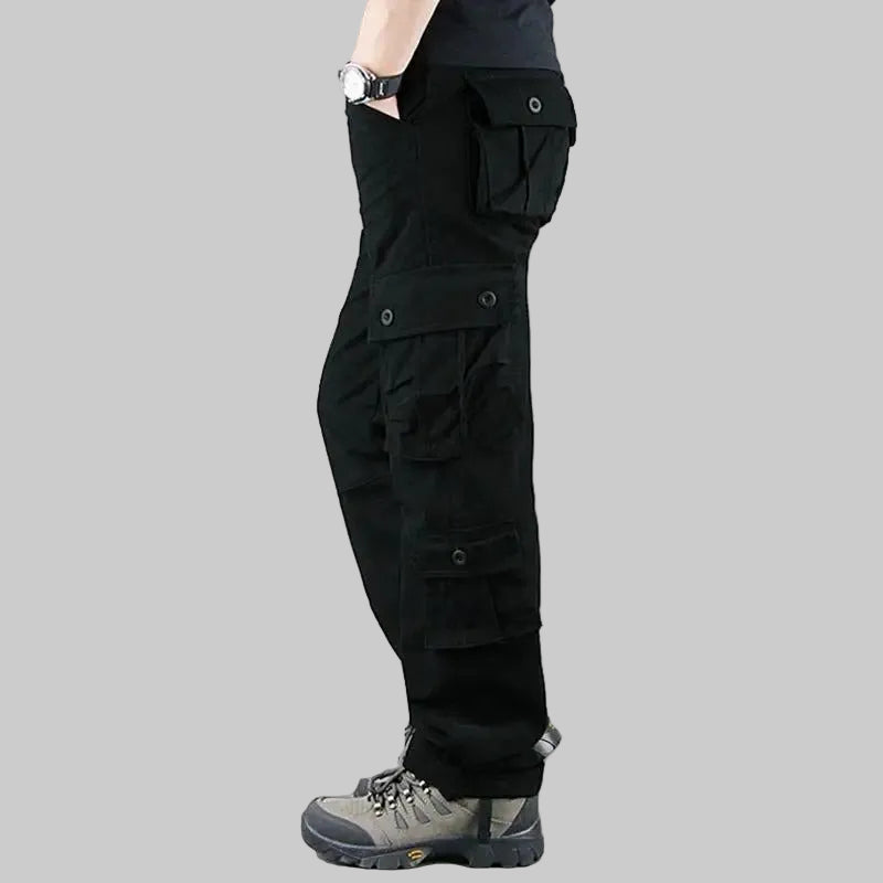 Black Military-Outdoors Outdoor Pants with Cargo Pockets for Stability