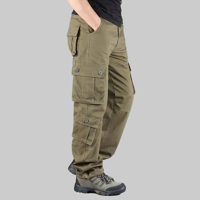 Military-Outdoors Olive Green Outdoor Pants with Multiple Cargo Pockets