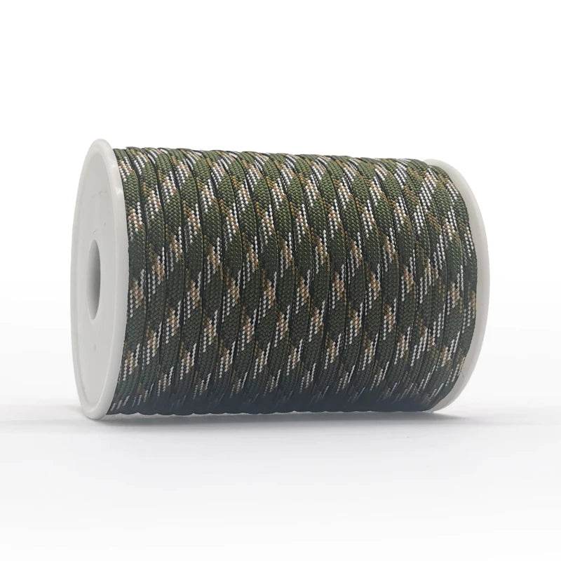 Outdoor paracord rope in green for camping and survival use