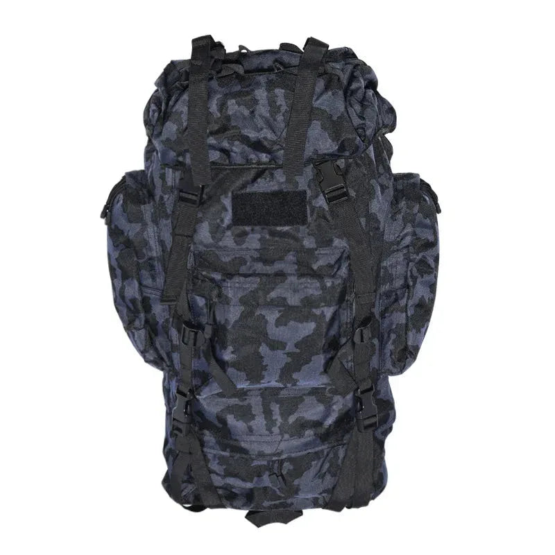 65L outdoor rucksack in camouflage for hiking and camping