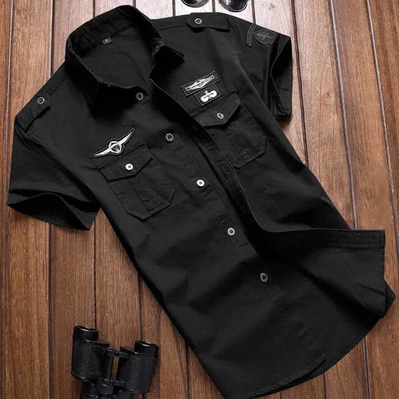 Black outdoor shirt with multiple pockets for versatility and style