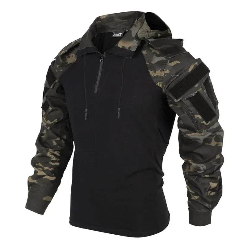 Military camouflage tactical T-shirt, perfect outdoor shirt for rugged activities