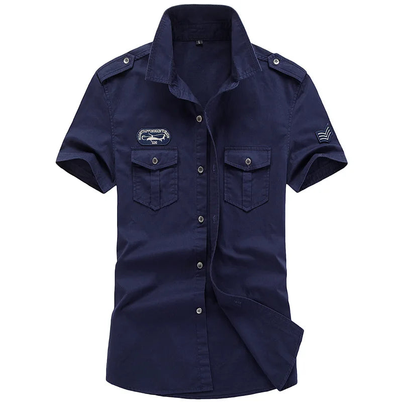 Navy Outdoor Shirt with Dual Pockets for Versatile Activities
