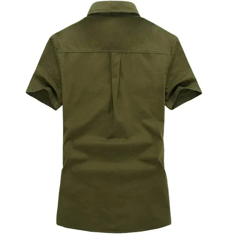 Military Green Outdoor Shirt with Breathable Fabric for Comfort