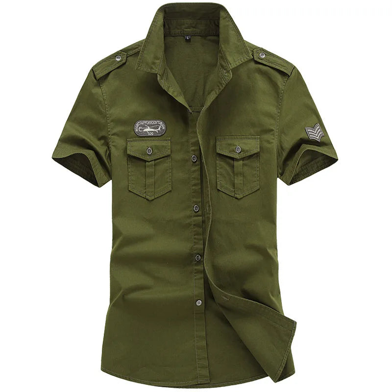 Military Green Outdoor Shirt with Pockets Perfect for Camping