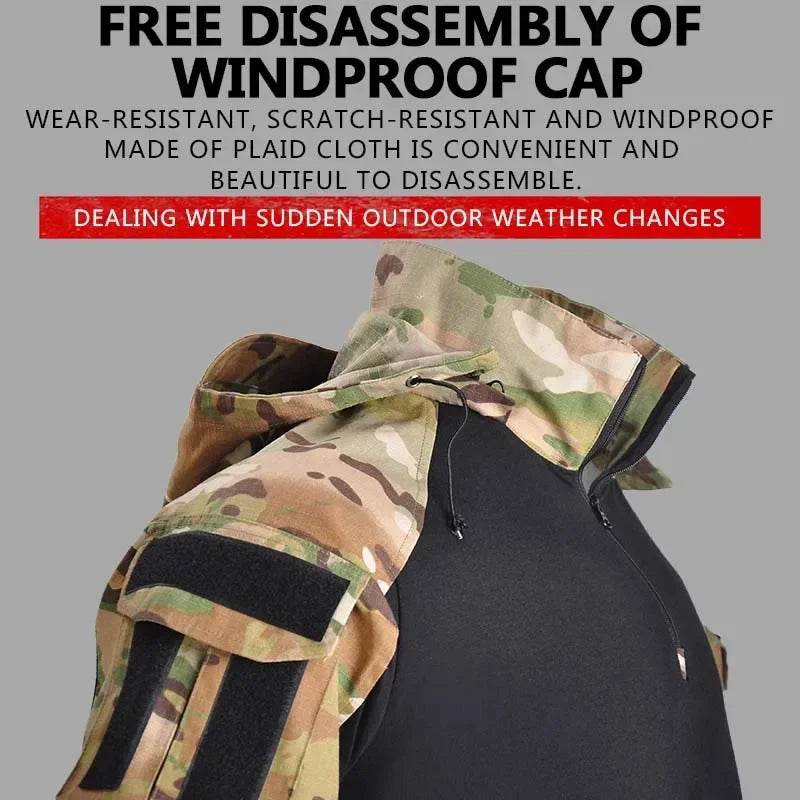 Military Tactical T-Shirt in Black with Outdoor Shirt functionality for changing weather