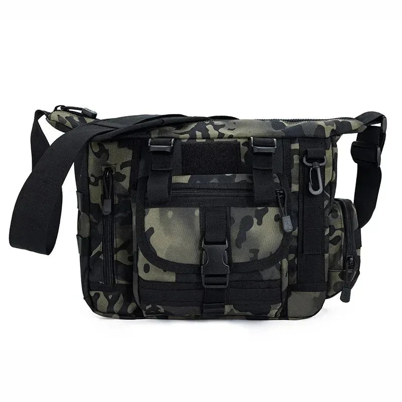Camo outdoor sling bag with multiple pockets for outdoor activities