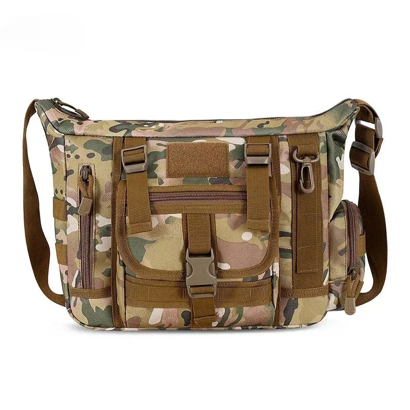 Camouflage outdoor sling bag with multiple pockets for versatile use