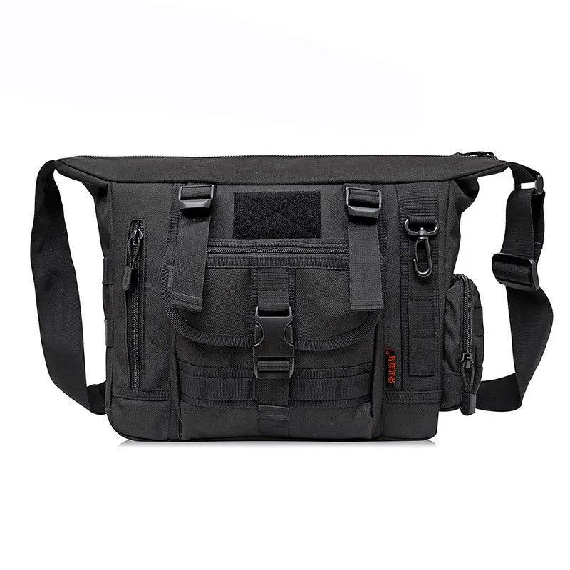 Black Outdoor sling bag with multiple pockets and adjustable strap for security and convenience