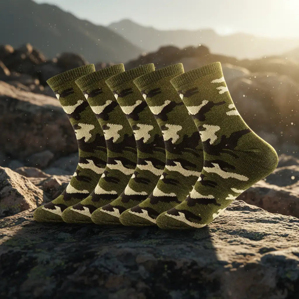 Camouflage Military Outdoor Socks in Green for Rugged Terrain