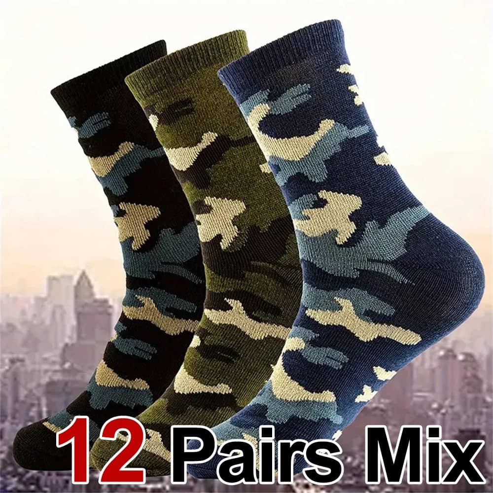Camouflage Outdoor Socks in Mixed Colors for Comfort and Durability