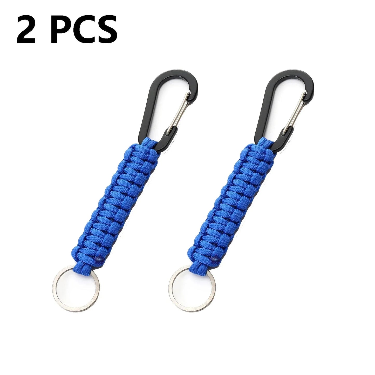 2Pcs Blue Outdoor Survival Kit Parachute Cord Keychain Military-Outdoors