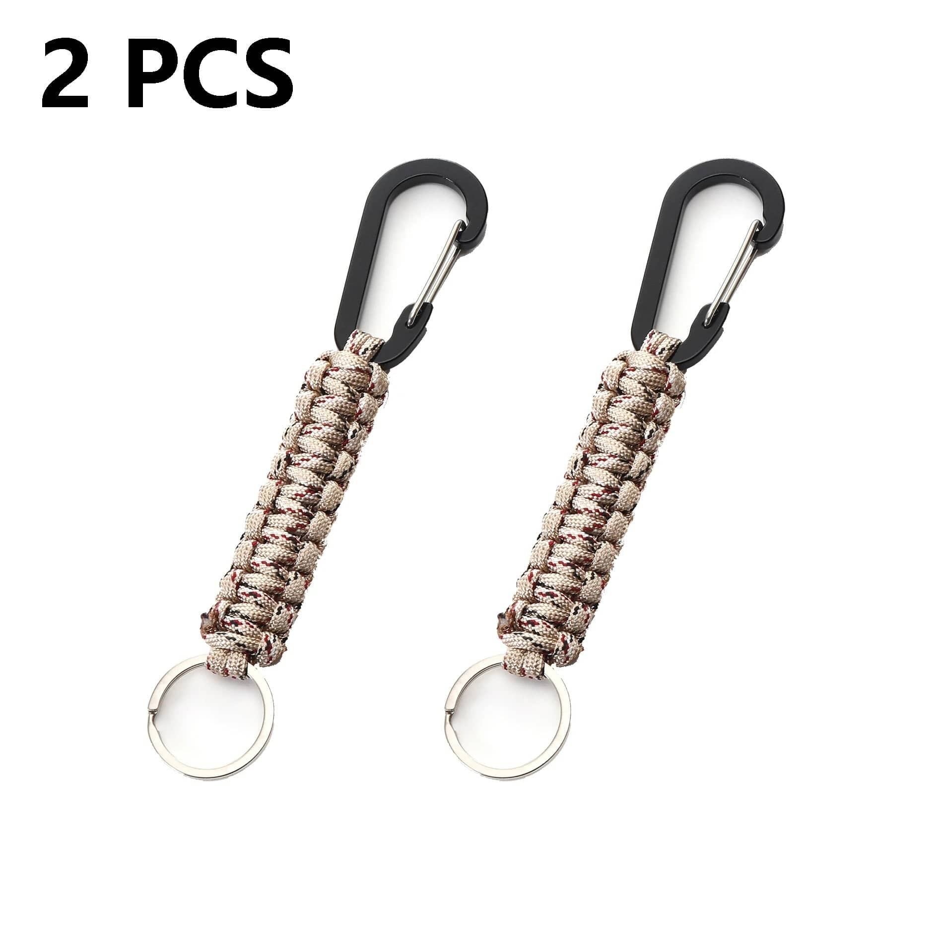 2Pcs Outdoor Survival Kit Parachute Cord Keychain Military-Outdoors