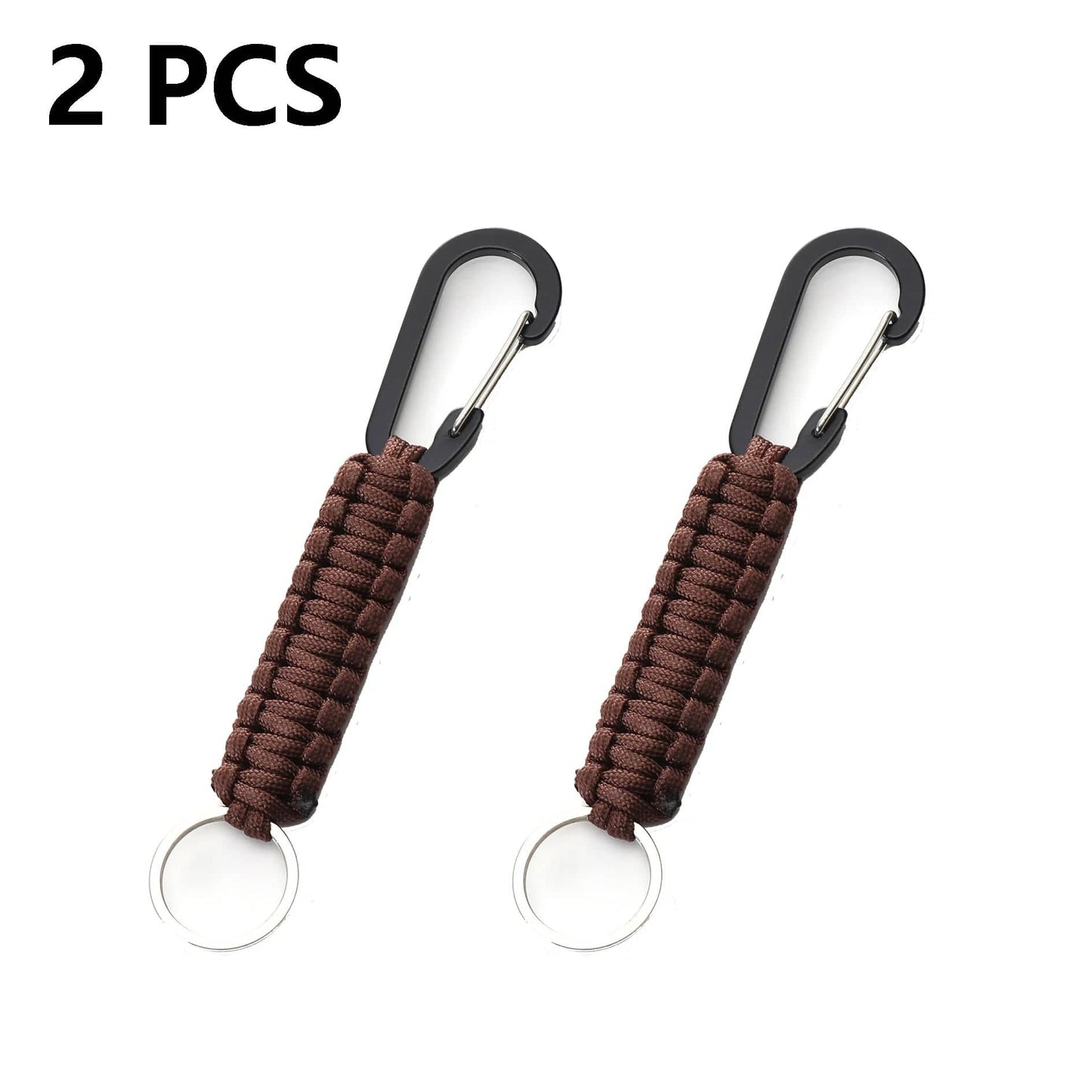 2Pcs Brown Outdoor Survival Kit Parachute Cord Keychain Military-Outdoors