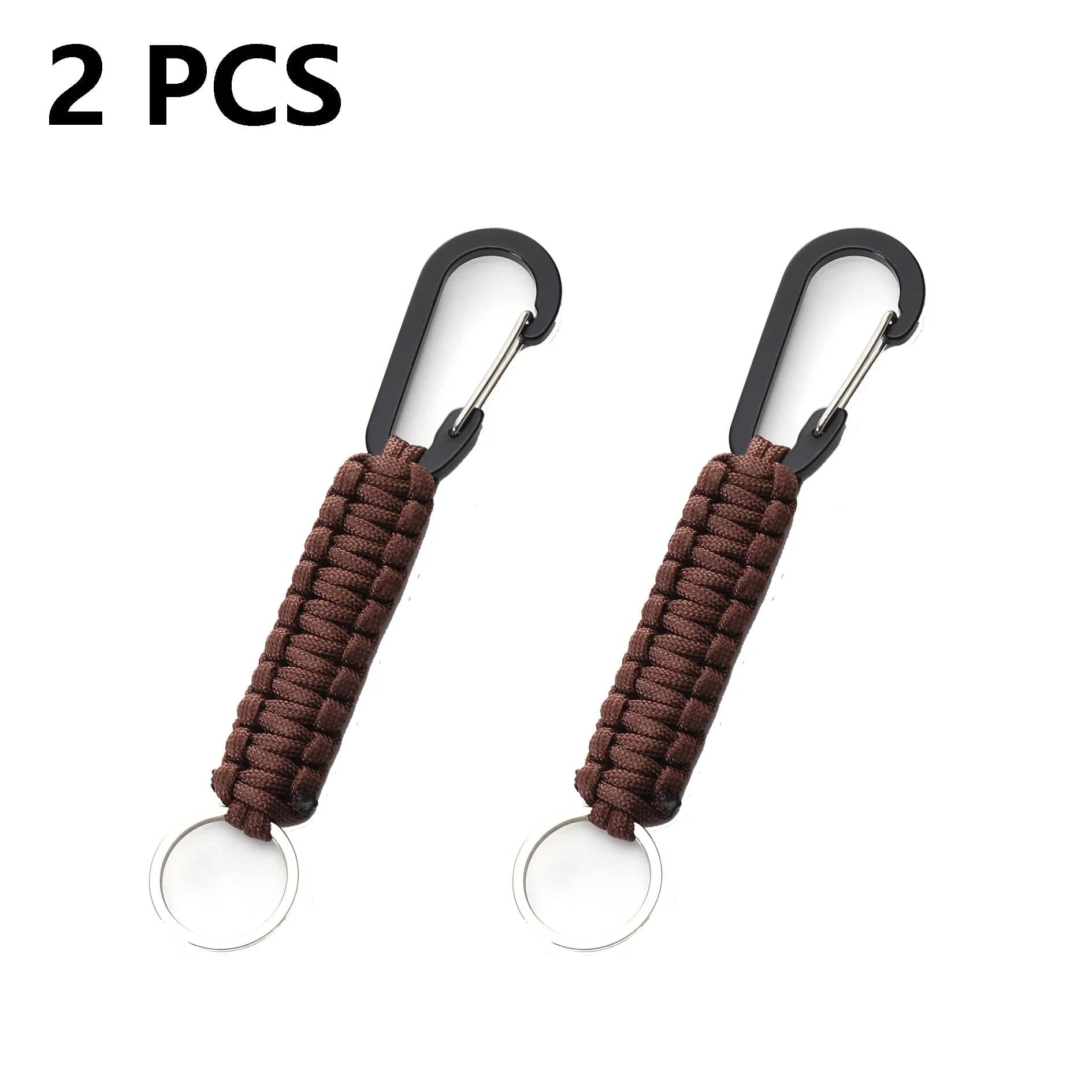 2Pcs Brown Outdoor Survival Kit Parachute Cord Keychain Military-Outdoors