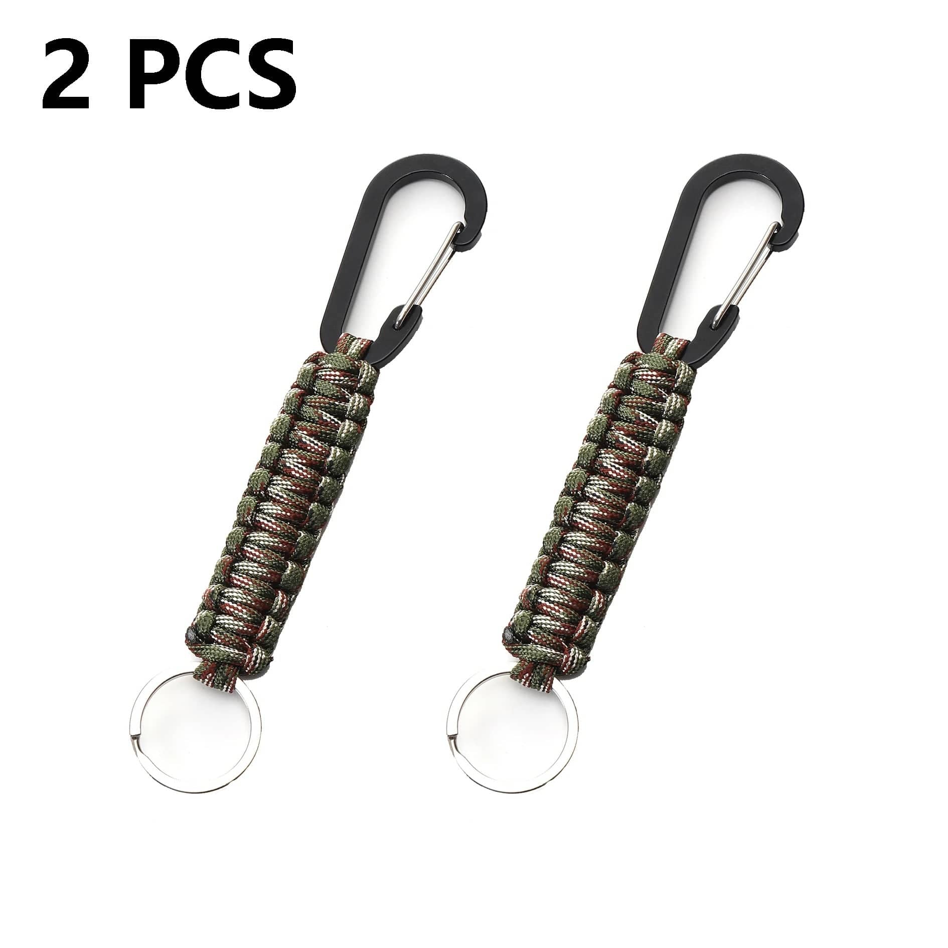2Pcs Green camo Outdoor Survival Kit Parachute Cord Keychain Military-Outdoors