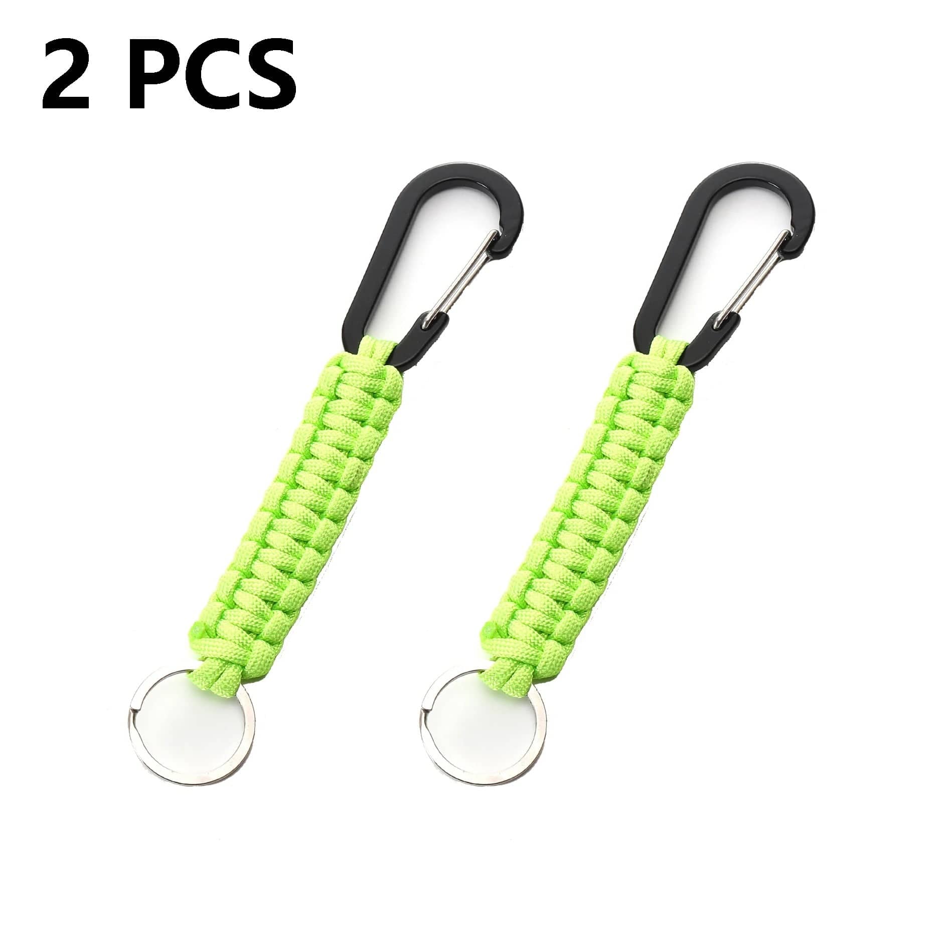 2Pcs Light Green Outdoor Survival Kit Parachute Cord Keychain Military-Outdoors