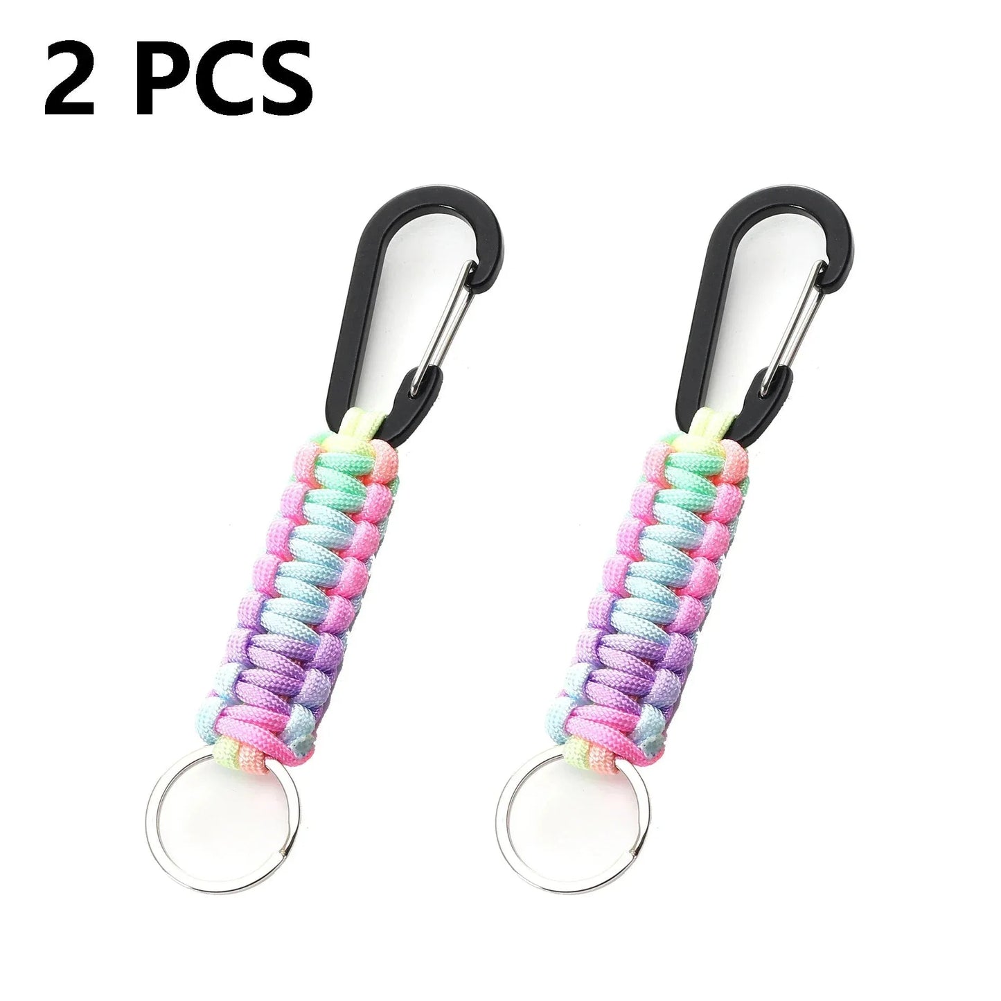 2Pcs Mixed color Outdoor Survival Kit Parachute Cord Keychain Military-Outdoors