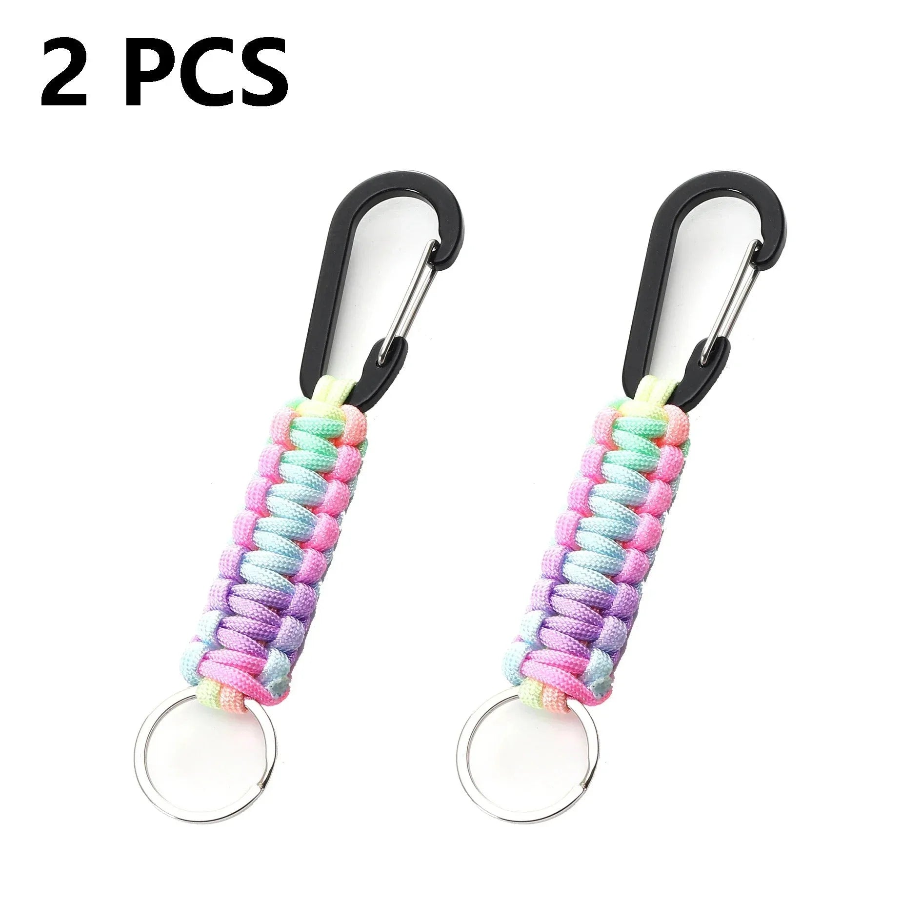 2Pcs Mixed color Outdoor Survival Kit Parachute Cord Keychain Military-Outdoors