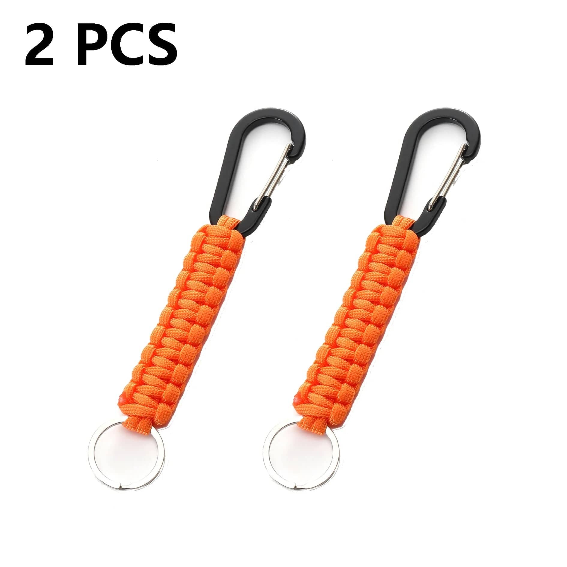 2Pcs Orange Outdoor Survival Kit Parachute Cord Keychain Military-Outdoors