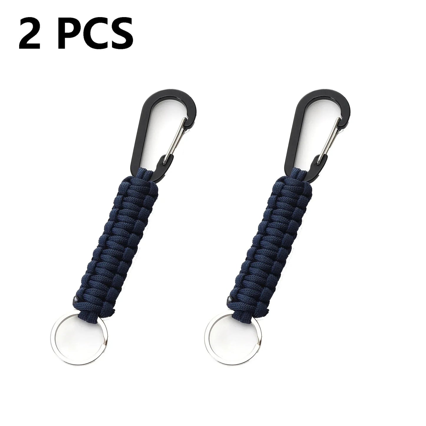 2Pcs Black Outdoor Survival Kit Parachute Cord Keychain Military-Outdoors