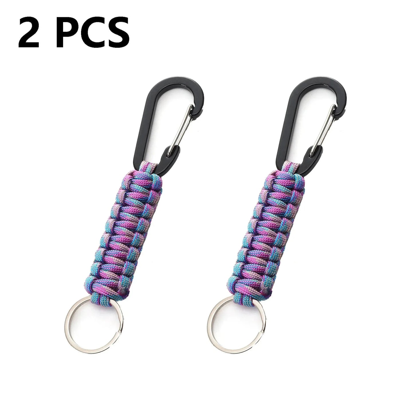 2Pcs Purple color Outdoor Survival Kit Parachute Cord Keychain Military-Outdoors
