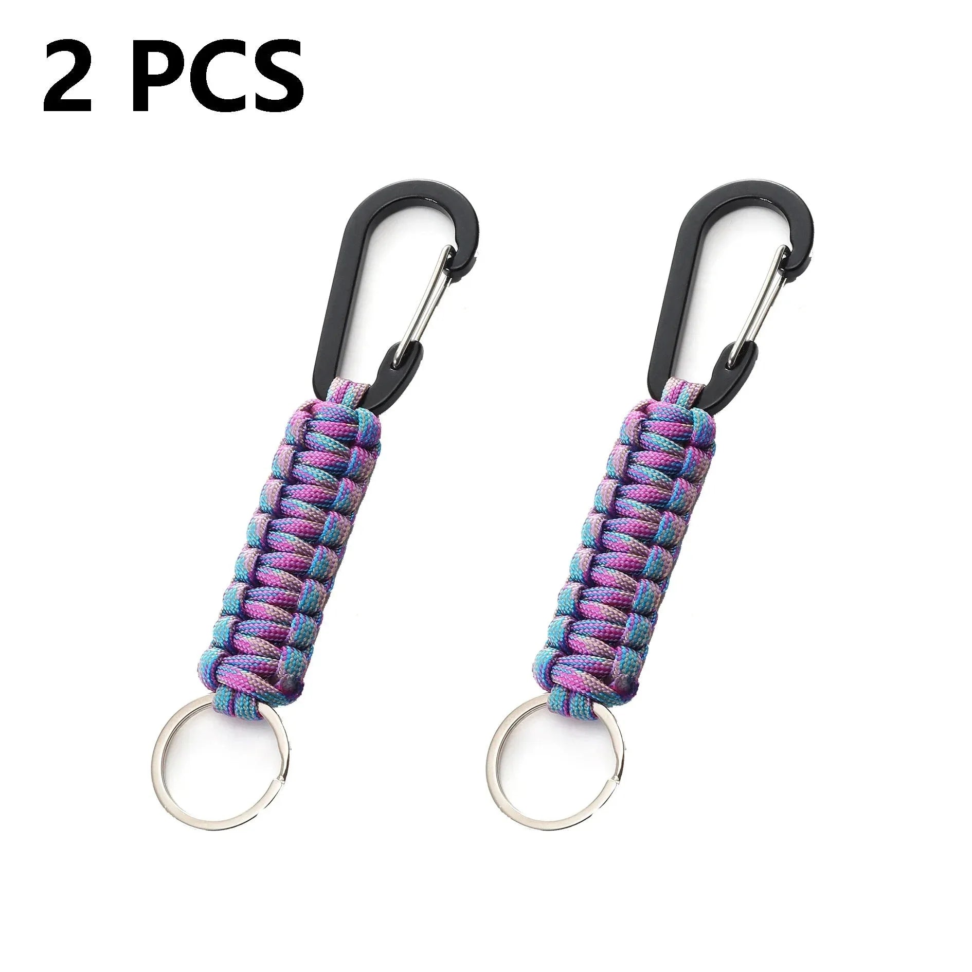 2Pcs Purple color Outdoor Survival Kit Parachute Cord Keychain Military-Outdoors