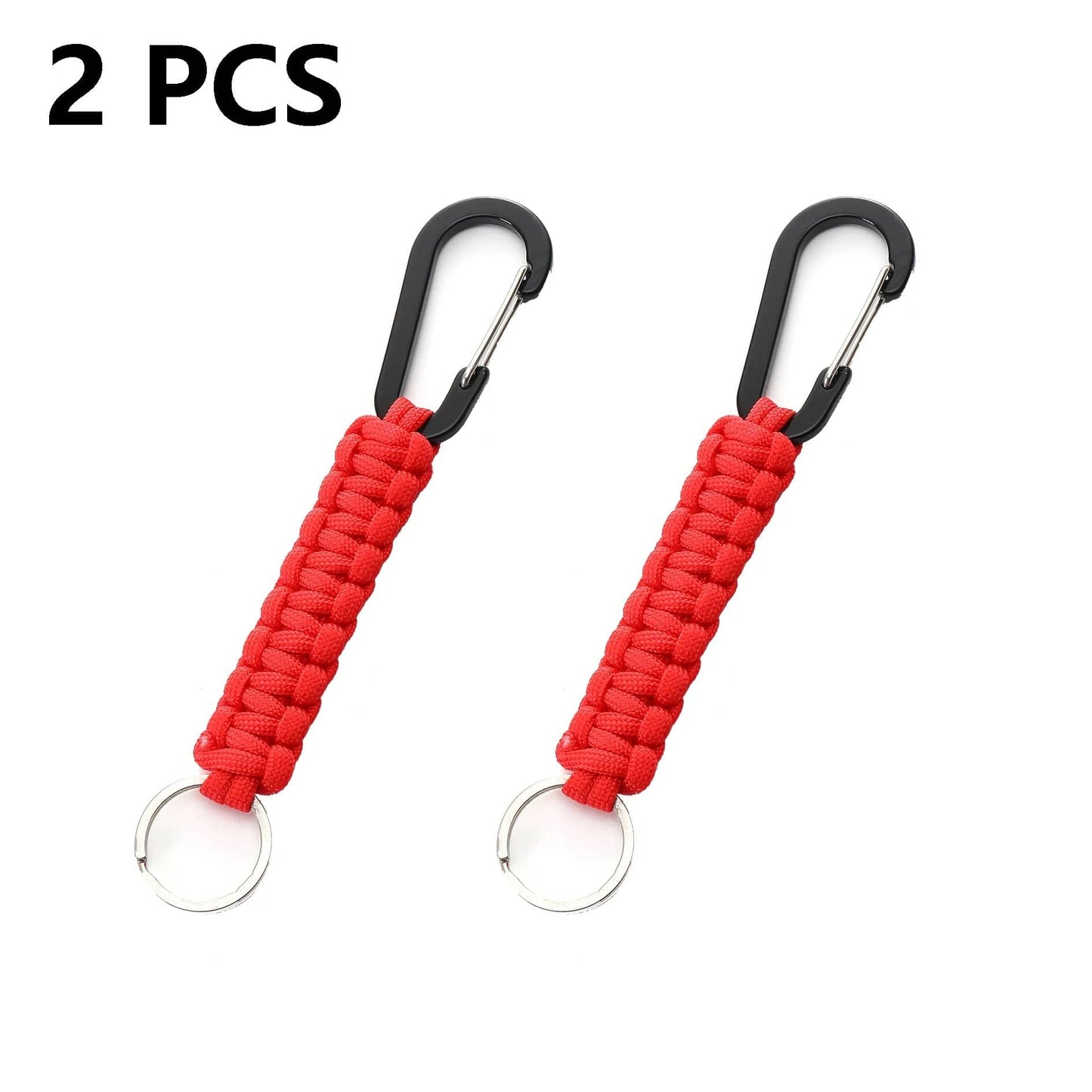 2Pcs Red Outdoor Survival Kit Parachute Cord Keychain Military-Outdoors
